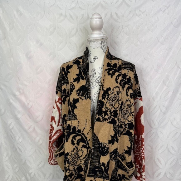 Anthropologie Lola Cocoon Cardigan‎ Contrast Floral Sweater Size XS/S - Picture 12 of 13